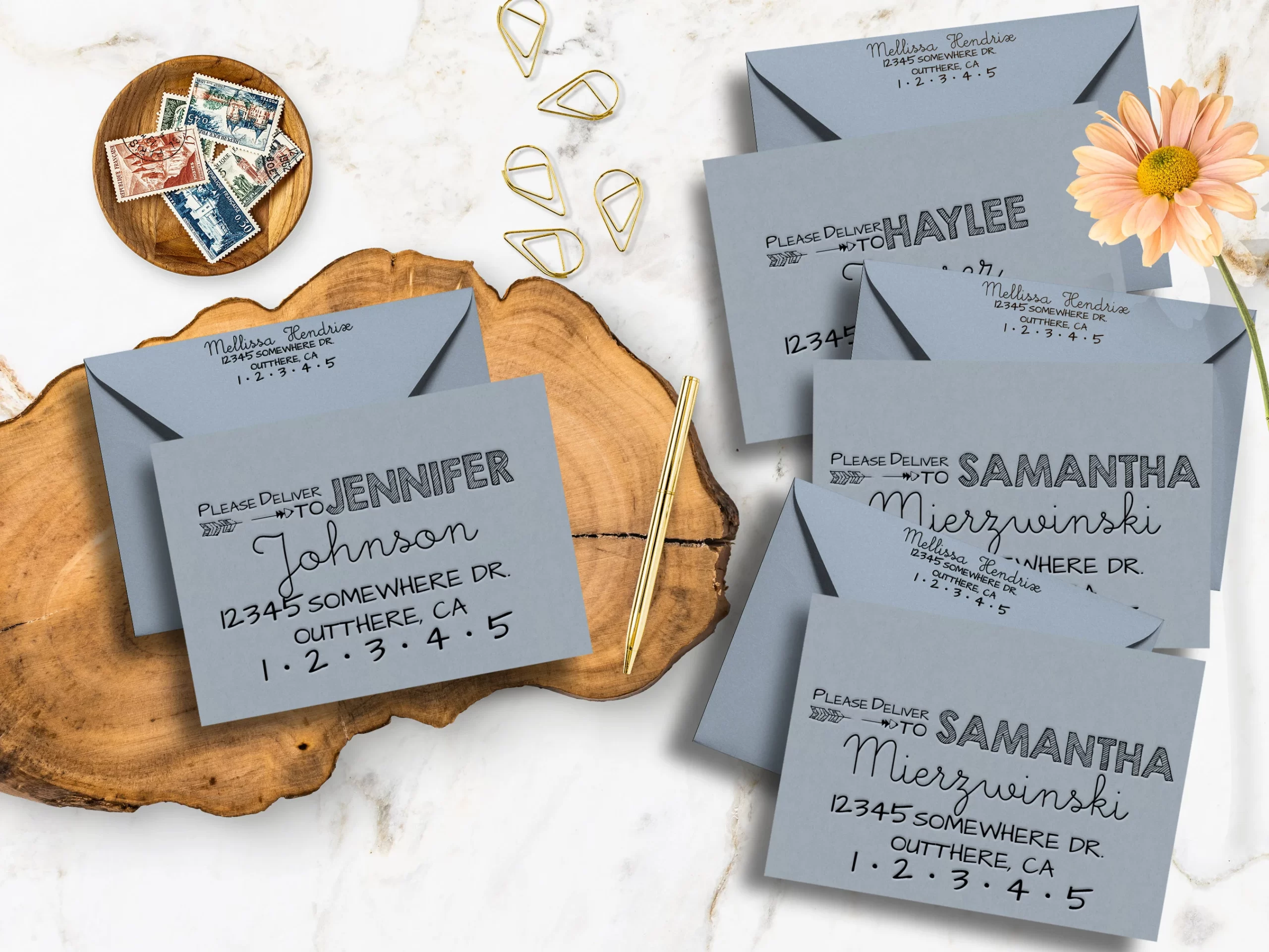 Envelope Template Modern Hand Letter | EDIT WITH TEMPLETT | Return ...