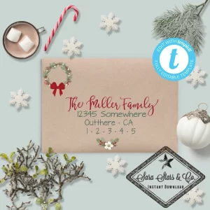 Christmas Envelope Template Modern Calligraphy | Contemporary Rustic |  TEMPLETT | [id:10074775]